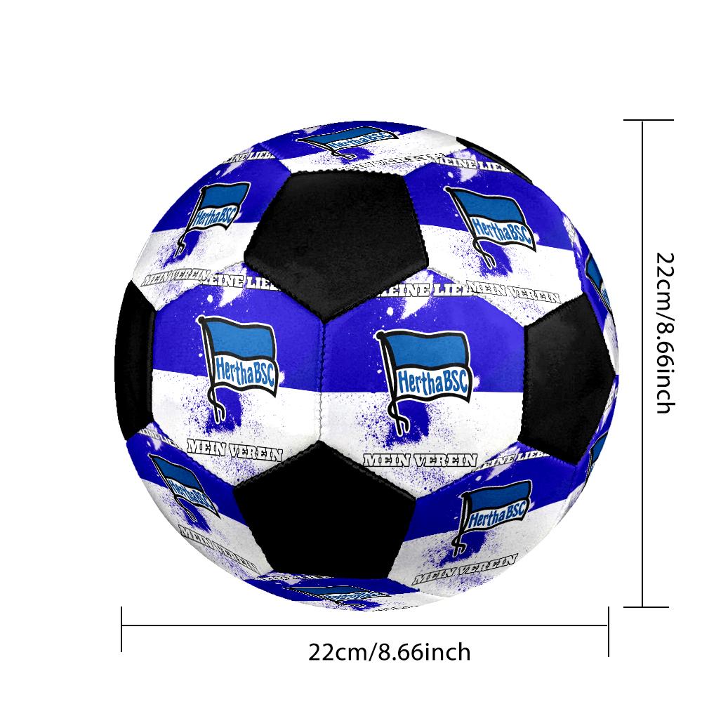 Hertha Bsc 9 Indoor Soccer Ball Colorful Machine Stitched PVC Size 5 Team Training Competition Ready Durable High-Bounce Cool Sports Gift