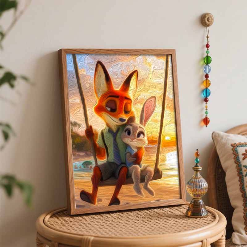 Disney Zootopia Nick and Judy Oil Painting Kit Wall Art Home Decor Gift