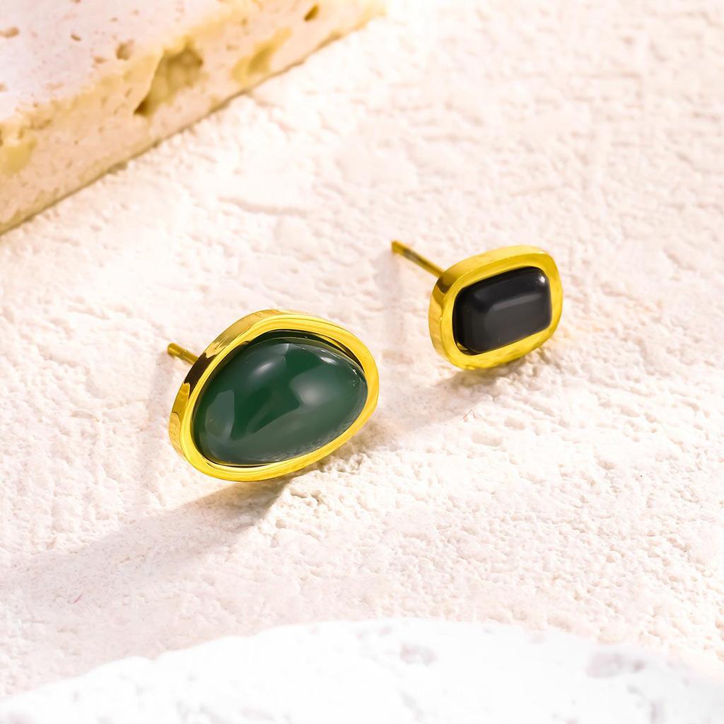 Green & Black Agate Double Pendant Necklace - Elegant 2026 Design, Colorfast Summer Clavicle Chain for Women