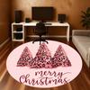 1PC Christmas Tree Leopard Print Office Round Area Rug, Under Office Chairs Bedroom Living Room Home Decor, Carpet for Office -1110136