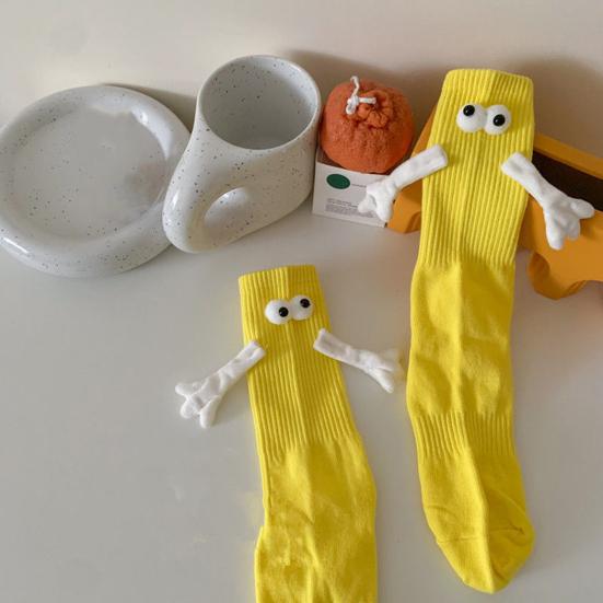 1 Pair Magnetic Hand Socks Solid Color Long Socks with 3D Character Arm Holding Hands Wearable Socks Daily Wear