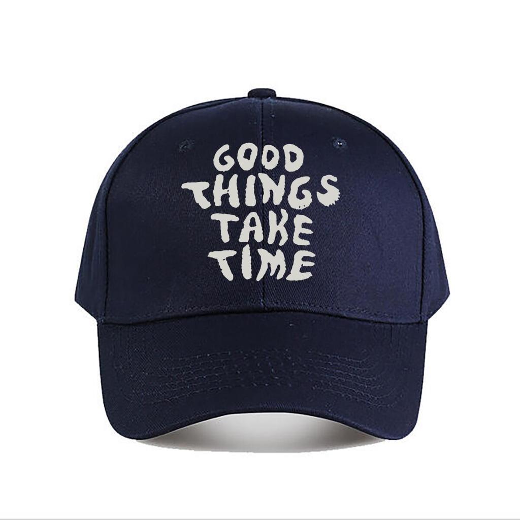 Good Things Take Time Text Baseball Cap Fashion Outdoor Sports Sunhat Unisex Snapback Cap WoUnisexs