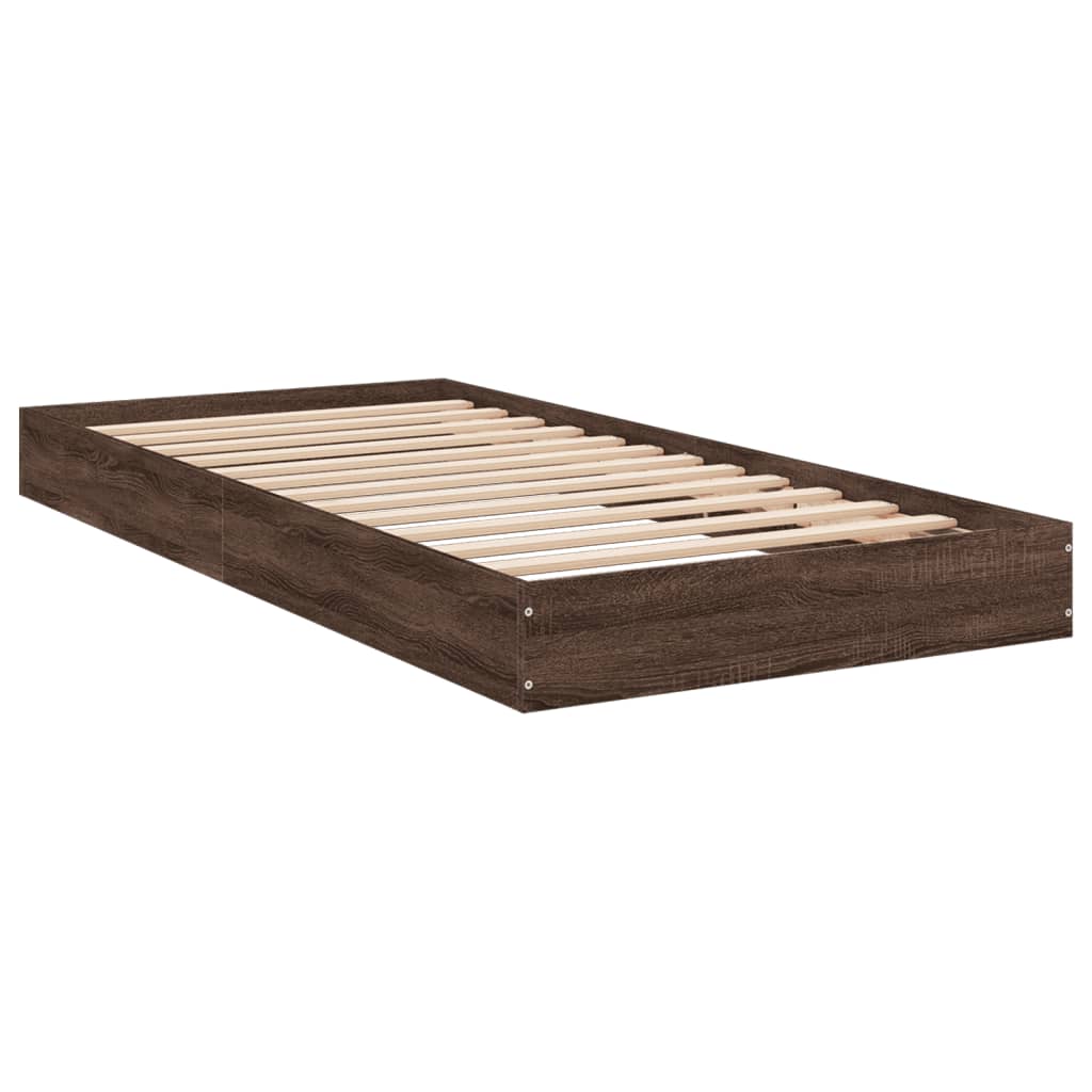Bed Frame without Mattress Brown Oak Look 75 x 190 cm Engineered Wood
