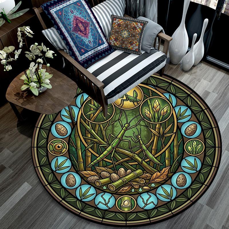 Forest Creatures Glass Round Area Rug Under Office Chairs Bedroom Living Room Home Decor