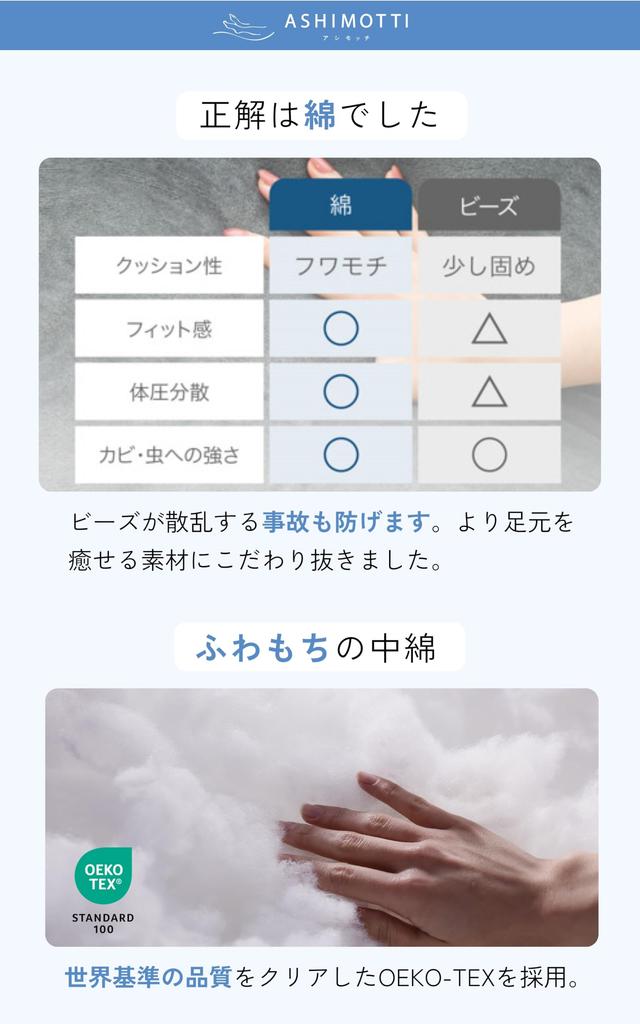 Foot Pillow for Sleeping Height by Warped Wide Size Cotton 500g Asimochi® Custom-Made ``Long-awaited Adjustment'' [Recommended Chiropractor] Swelling,