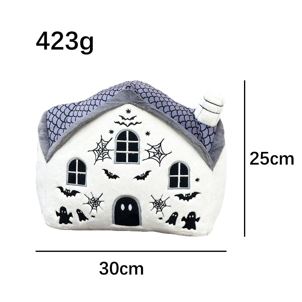 Halloween Haunted House Plush Toy Pillow: Bat, Ghost, Spider Web 25cm