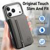For iPhone 17 Pro Max Case Zipper Card Holder Kickstand Jeans Cloth Texture Leather Back Cover