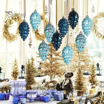 8 Stück Tannenzapfen-Anhänger mit Umhängeband, funkelnde, leuchtende Farben, bruchsicherer Weihnachtsbaumschmuck, Foto-Requisiten