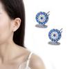 4 Styles Blue Crystals Devil 'S Eye Long Section Chain Geometric Circle Earrings 