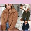 Gemütliche und modische Damen warme Teddybär-Taschen flauschige Fleece-Pelzjacke Mantel