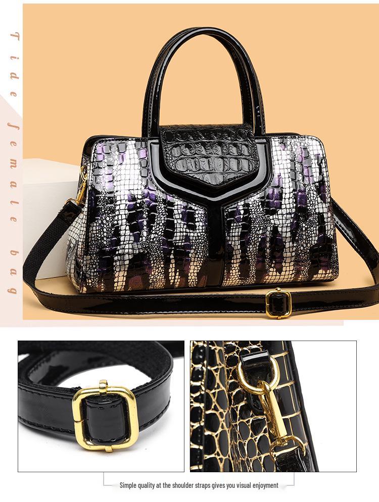 Women's Retro Crocodile Pattern Handbag - Large Capacity, High-End Shoulder & Crossbody Tote