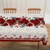 Red Rose Floral Print Tablecloth for Table Decor Elegant Flowers Butterfly Kitchen Dining Table Cloth Wedding Party Decorations