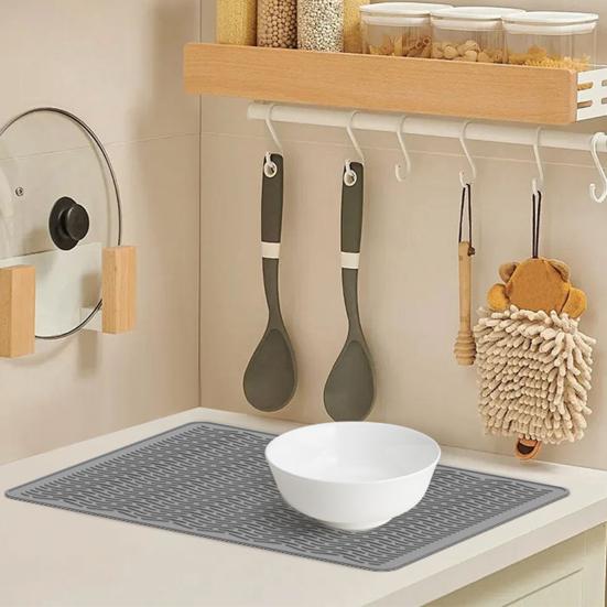 Yousheng Silicone Drain Pad Heat Resistant Hot Pots Pans Kitchen Drying Mat with Wide Raised Ridge Design Countertop Air Circulation Mat