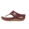 Women's Cutout Thong Sandals, Stitched Detail Wedge Slippers, Retro Platform Outdoor Slides for Women