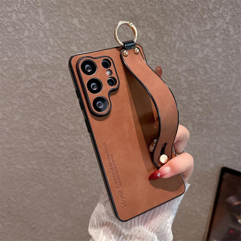 

Luxury Leather Stand Holder Wrist Strap Case For Samsung Galaxy S26 S25 S24 S23 S22 S21 Ultra Plus Bracket Shockproof Soft Cover Galaxy S25