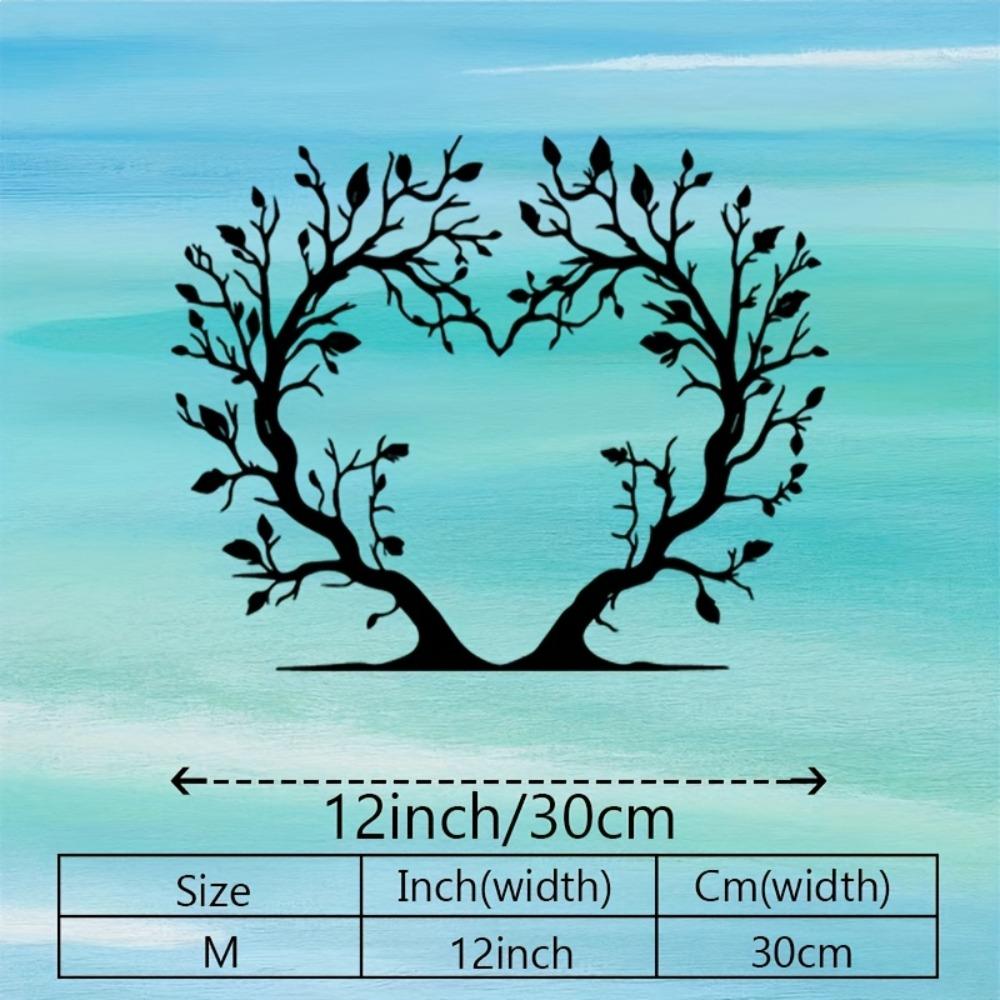 

2D Flat Heart Tree Branches Metal Wall Art, Black Silhouette Nature Decor Sign, Indoor Outdoor Garden Living Room Bedroom Valentine Decoration, 1pc 30cm/12inch
