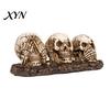 Spooky Skeleton Decor See Hear Speak No Evil Skull Figurine, Halloween Resin Party Prop Statue for Mantel, Table, Gothic Home Figurine