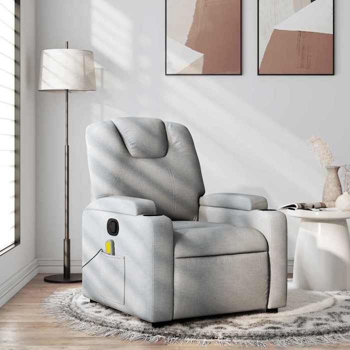 VidaXL Fauteuil de massage inclinable Gris clair Tissu 372377