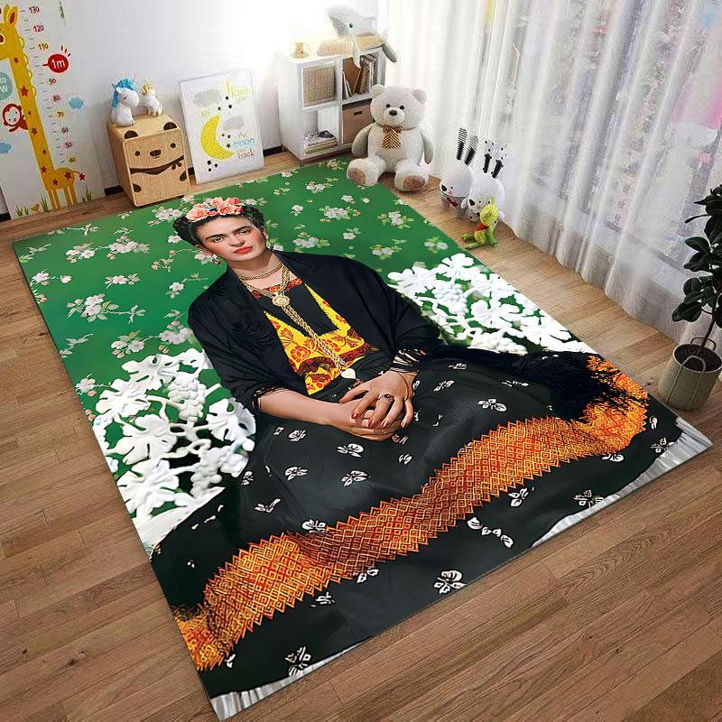 Vibrant Floral Portrait Carpet suitable as a non-slip mat for the living room or bedroom sofa