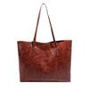 New women's simple large-capacity tote bag retro solid color trendy casual portable shoulder