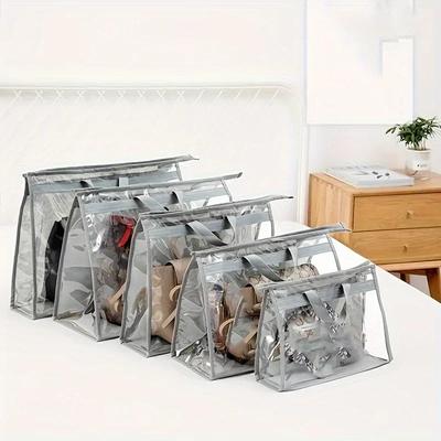 1/5 Stück-Handtaschen-Staubbeutel Klare Geldbörsen-Aufbewahrungsorganizer Für Kleiderschrank, Hängende Aufbewahrungstasche mit Reißverschluss Für Handtaschen