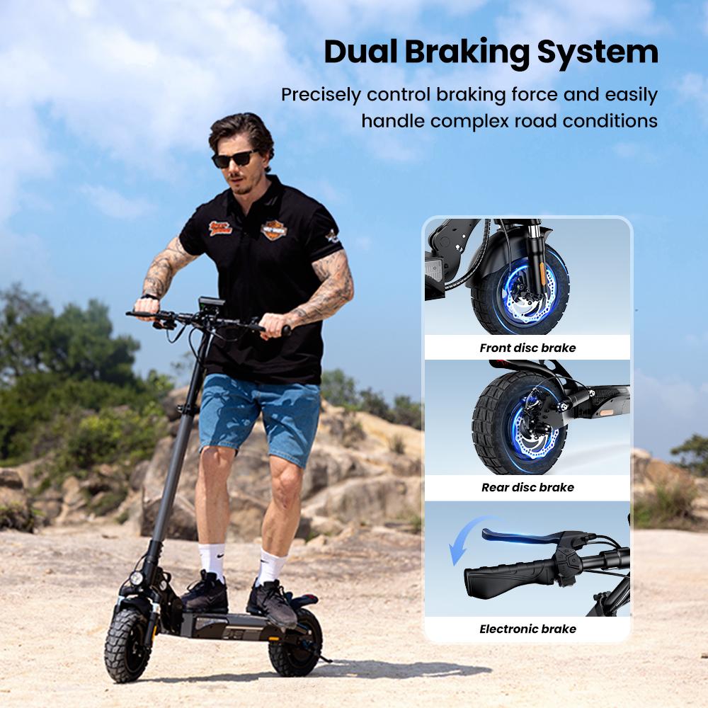 iScooter Electric Scooter 45km/h Max Speed 1000W Motor 14Ah 10 Inch Off Road Tire With Suspension Escooters