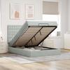 Enjoy Restful Nights with This Ottoman Bed Set Including Mattress and LED Lights Light Gray 140 X 200 Cm Velvet Fabric
