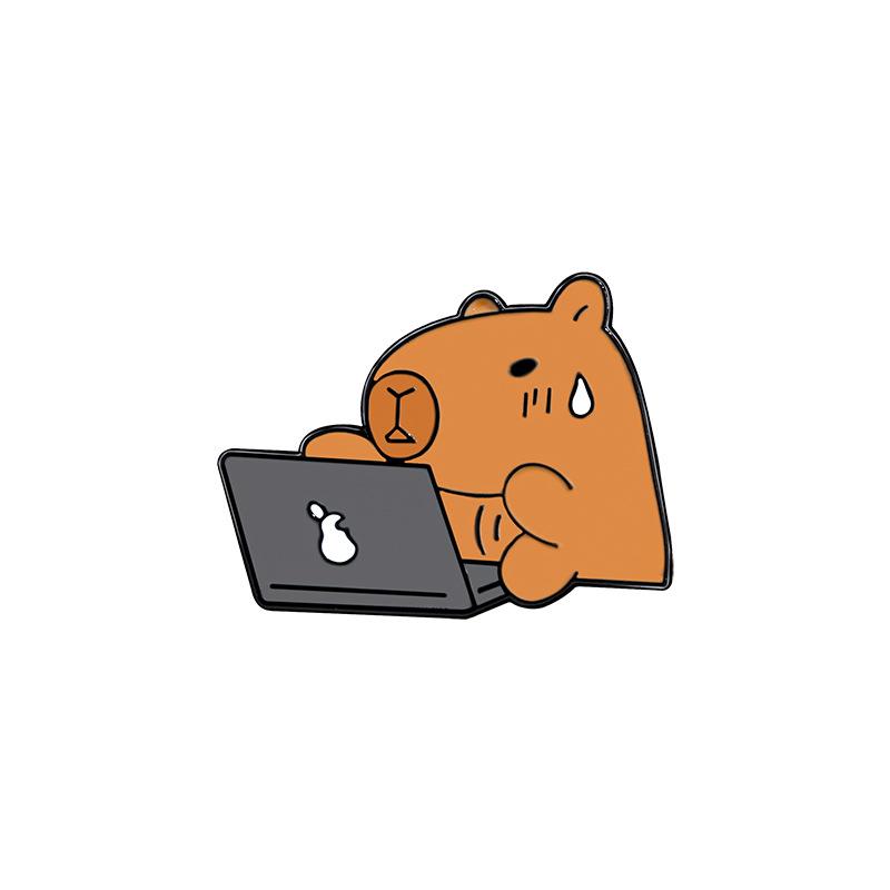 Kapibara Brooch Cute Cartoon Anime Capybara Badge Personalized Backpack Men's and Women's Accessories Decorations Pin Buckle