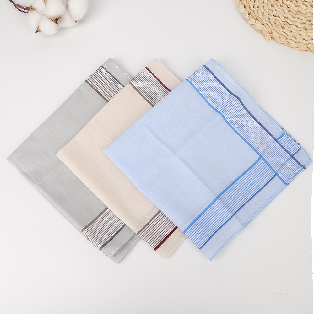 Men's Pure Cotton Handkerchief Suit Pocket Towel Light-colored Sweat-wiping Small Square Scarf Plaid Spot 16 Inches