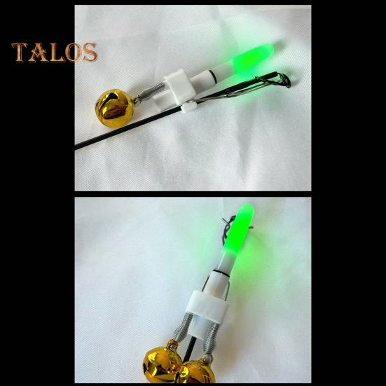 Luce per punta canna da pesca con doppio campanello, allarme abboccata, lampada a LED per pesca notturna, sensore di abboccata sulla punta della canna, luce di avviso, accessori da pesca