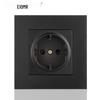 Black 16A German Standard Socket Panel with Double USB + Type C, Concealed European Installation