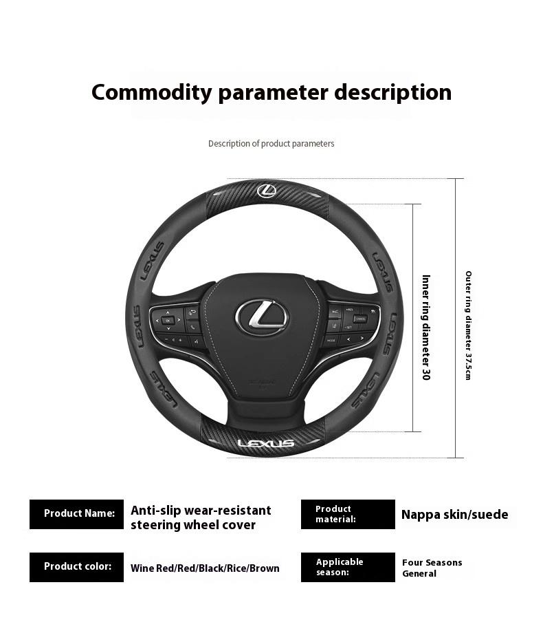 Housse de volant en cuir fibre de carbone pour voiture Pour Lexus F Sport ES200 ES300 RX300 LS500h GS300 IS300 CT200h NX300 UX300 LX570 GX