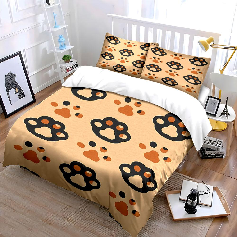 Cute Paw Print Bedding Set Bedding Duvet Cover Set Duvet Cover Pillowcases (1 * Duvet Cover 2 * Pillowcases, without duvet insert)