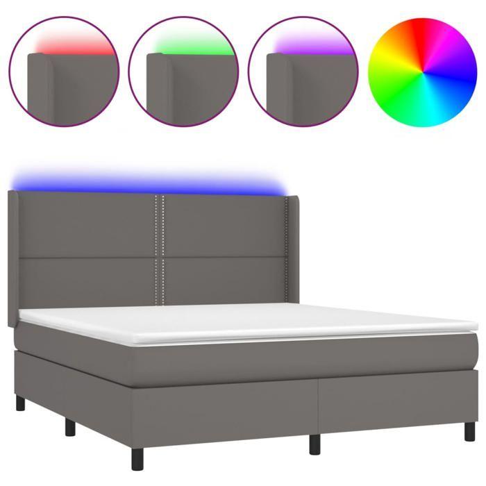 VidaXL Sommier à Lattes de Lit avec Matelas et LED, Lit Rembourré, Lit Double, Lit Adulte de Chambre à Coucher Intérieur, 3139341