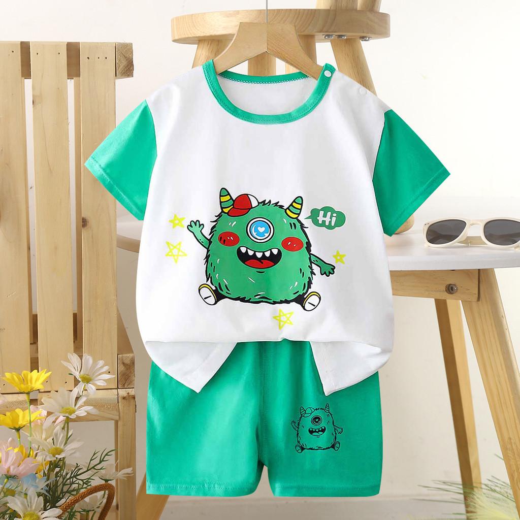Kids Cotton Twopiece Outfit With Breathable Softness And Snap Crotch For Infant Summer Wear