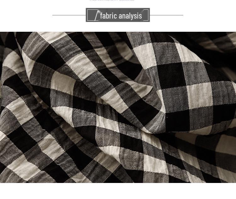 Plaid Patchwork Round Neck Dress - Casual Loose Fit, Japanese Style for Women, Spring/Summer