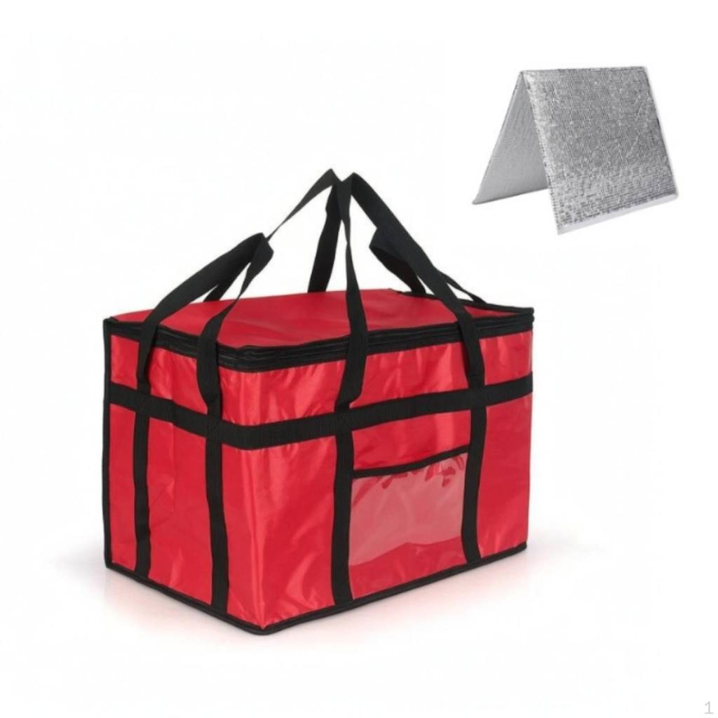 Insulated Food Delivery Bag Portable with Pocket Zippered for Caterers, Grocery