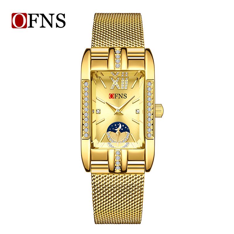Oufanni Women s Stylish Square Mesh Strap Quartz Watch - Waterproof, Exquisite Steel Strap