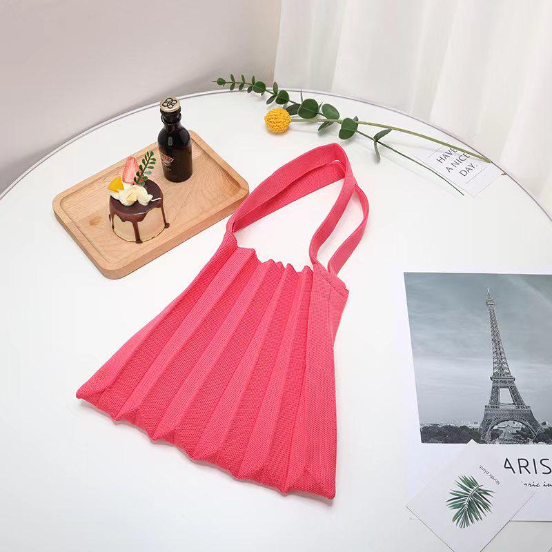 New Korean Style Pleated Knitted Shoulder Handbag for Women