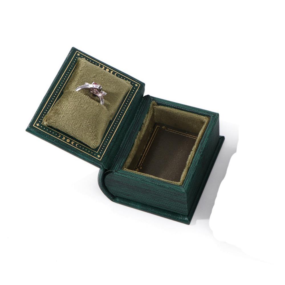 Creative Engagement Ring Case Velvet Jewelry Packaging Durable Book Shape Ring Box  Travel