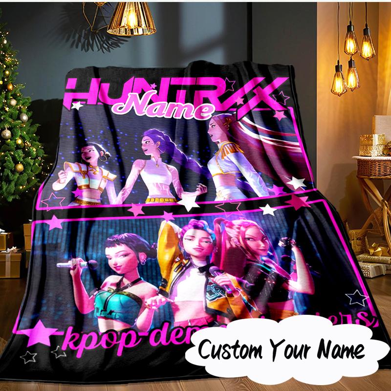 Coperta KPop Cartoon con Nome Personalizzato Coperta Ideale per Letto Perfetta per Viaggi, Campeggio, Soggiorni, Uffici, Divani, Regalo di Natale per Fan