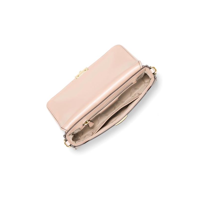 Michael Kors Bradshaw Presbyopia All-over Color-blocked Gold Buckle Leather Armpit Bag Hand-held Crossbody Shoulder Bag Women's Ballet Pink