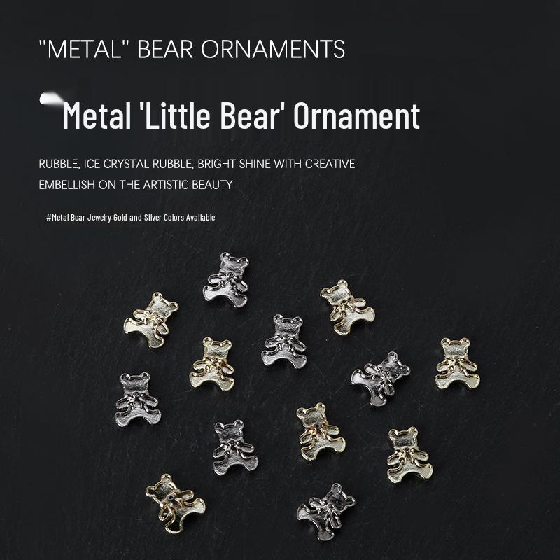 

Nail Art 3D Metal Bear Decorations - Gold & Silver (10 Pieces)