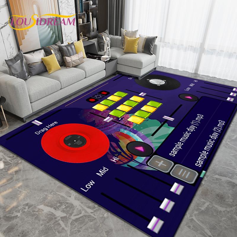 Teppich mit DJ-Musik-Screen-Muster, Teppich für Wohnzimmer, Schlafzimmer, Sofa, Küche, Badezimmer, Flur, Läufer, rutschfeste Bodenmatte