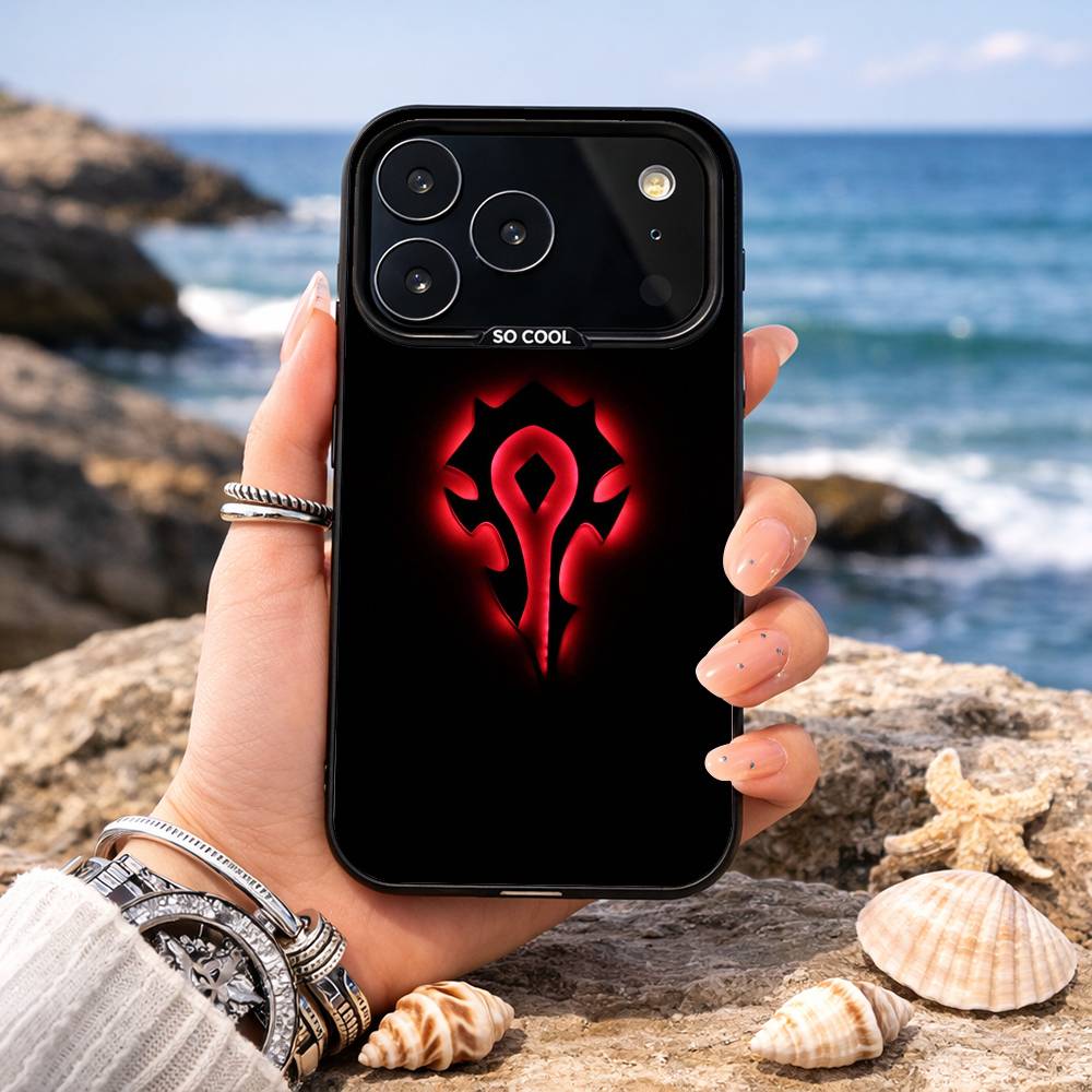 W-World of W-Warcraft Phone Case For iPhone17 16 15 14 13 12 Pro Max Grey Black Matte Laser Metallic Aurora Funda