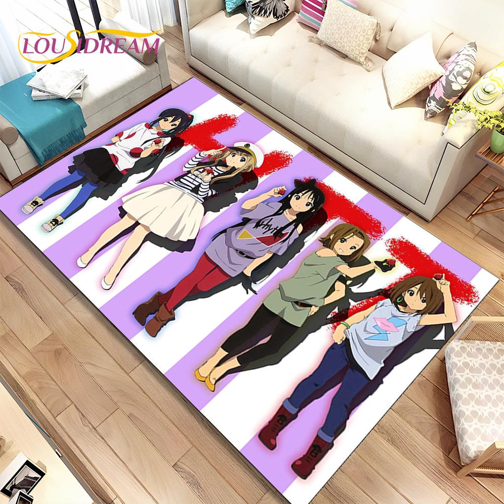 K-ON Kreskówka Urocza Lolita Kawaii Dziewczyny Dywanik Obszarowy, Dywanik Dywanowy do Salonu Sypialni Sofa Wycieraczka Dekoracja, Antypoślizgowa Mata Podłogowa 3D