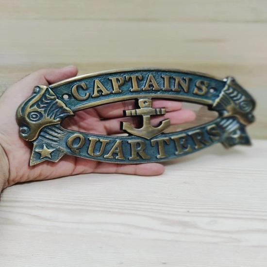 20.32 Cm Door Plate Solid Brass, Nautical Charm Captain's Quarters Sign, Plaque Ship Boat Sign Wall Decor, Maritime Decor