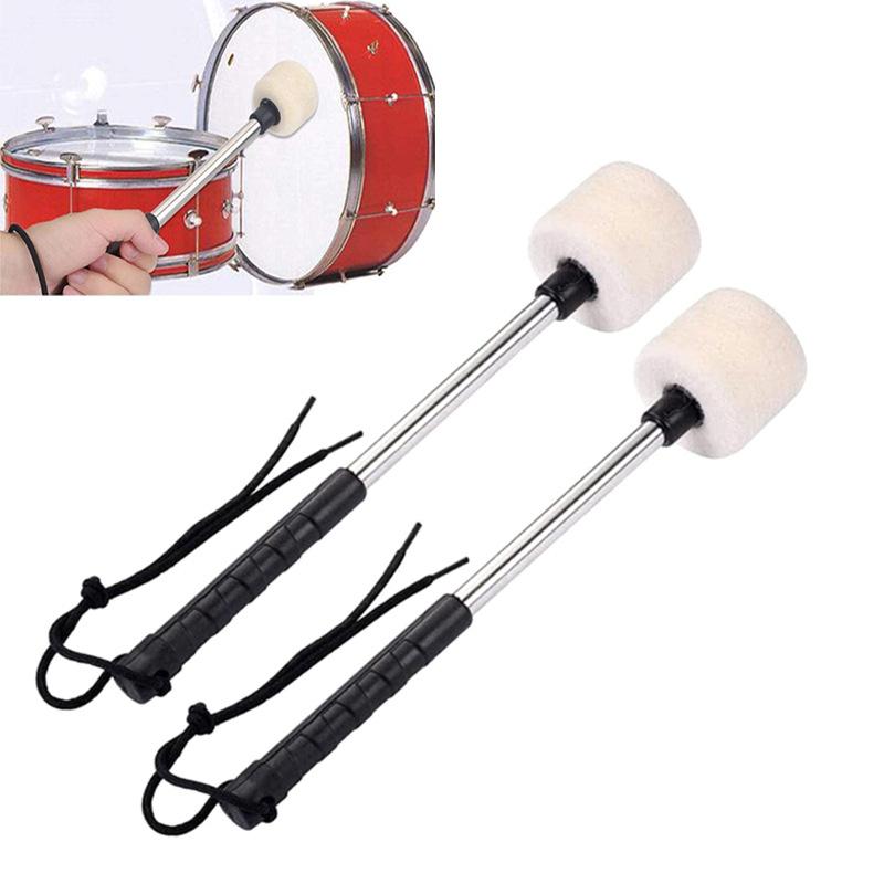 Snare Drum Mallets Drum Hammers Snare Drum Sticks Wool Felt Stainless Steel Drum Mallets Sledgehammer Percussion Accessories