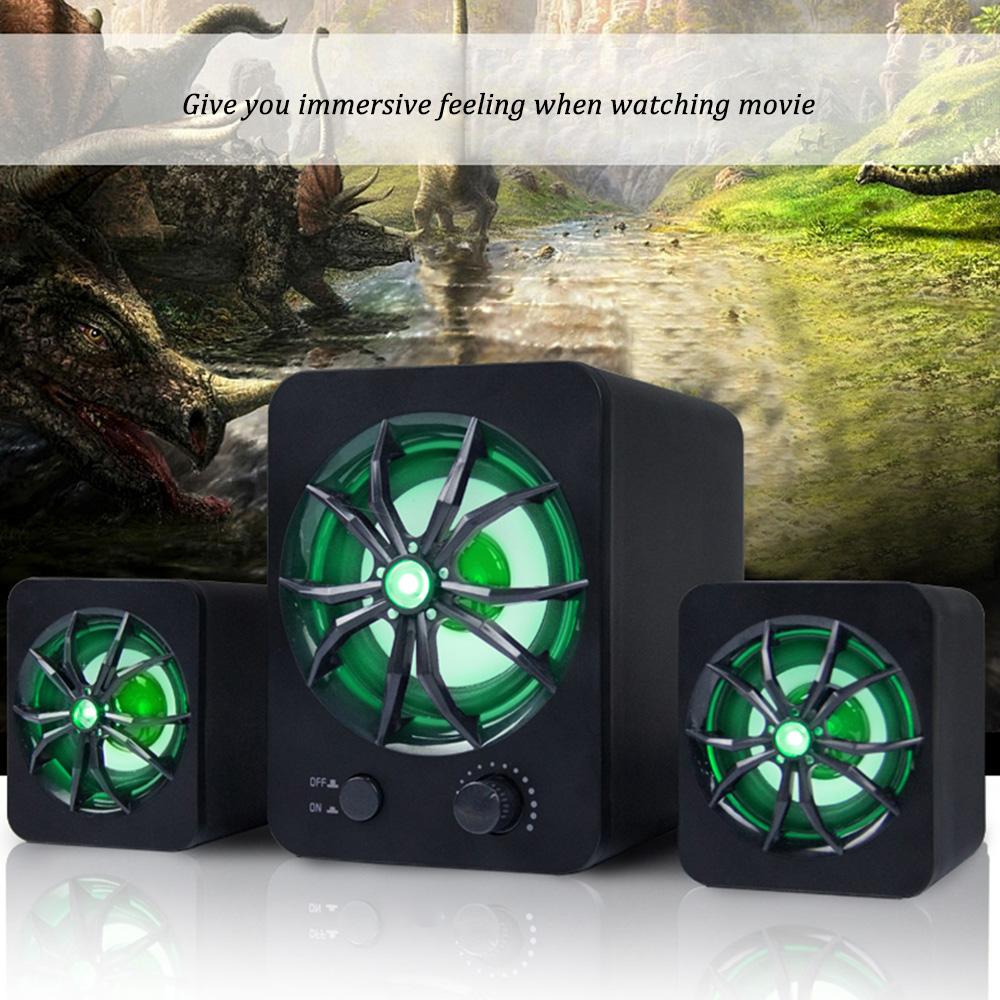 D 207 Computer Speaker USB Wired Combination Speaker Colorful LED Bass Stereo Music Player Subwoofer Speaker for