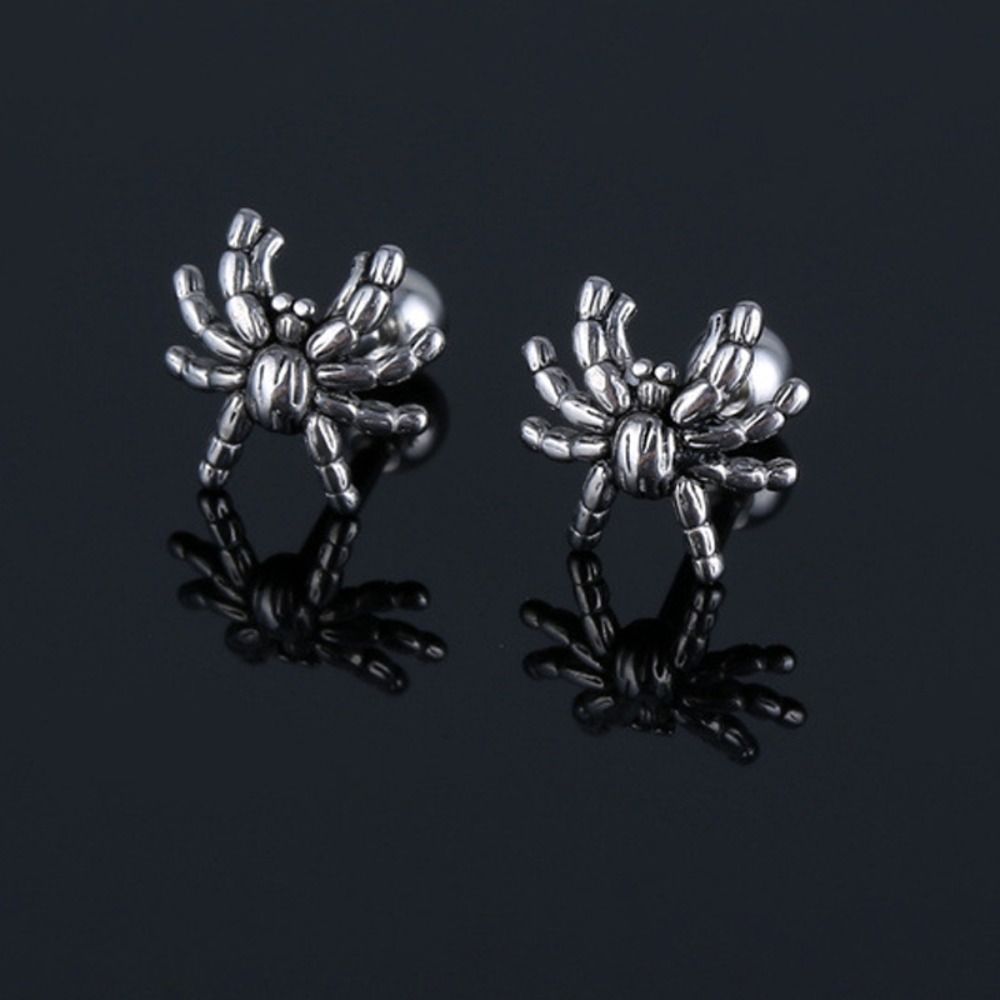 Stainless Steel Punk Rock Earrings Spider Shape Stud Design Gothic Earrings Punk Rock Design Gothic Style Spider Stud Earrings
